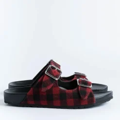 Anna F. Low Sandals*Anna F - Flat Sandals - 3374 - Red Check