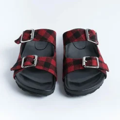 Anna F. Low Sandals*Anna F - Flat Sandals - 3374 - Red Check