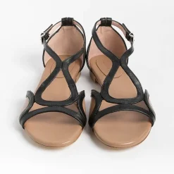 Anna F. Low Sandals* - Flat Sandals 3671 - Camelia Black