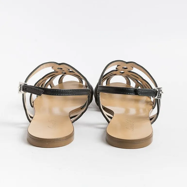 Anna F. Low Sandals* - Flat Sandals 3628 - Nappa Black