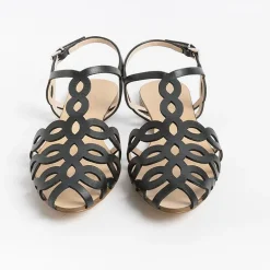 Anna F. Low Sandals* - Flat Sandals 3628 - Nappa Black