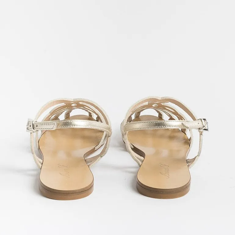 Anna F. Low Sandals* - Flat Sandals 3628 - Platinum Laminate