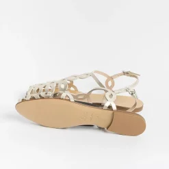 Anna F. Low Sandals* - Flat Sandals 3628 - Platinum Laminate