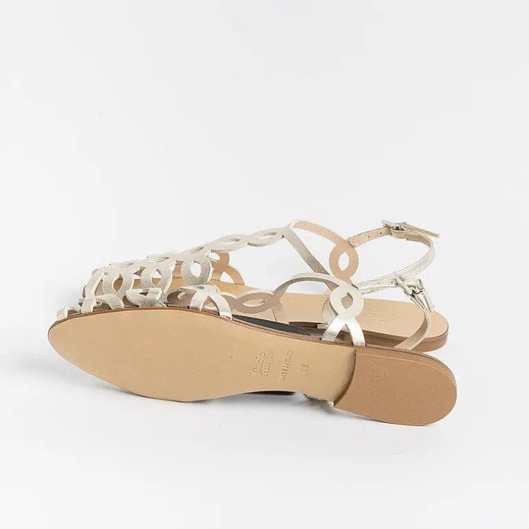 Anna F. Low Sandals* - Flat Sandals 3628 - Platinum Laminate