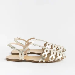 Anna F. Low Sandals* - Flat Sandals 3628 - Platinum Laminate