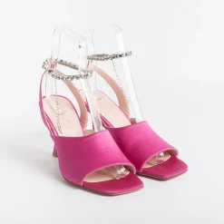 Anna F. Sandals With Heel*Anna F - Sandals With Heels - 3416 - Fuchsia Satin