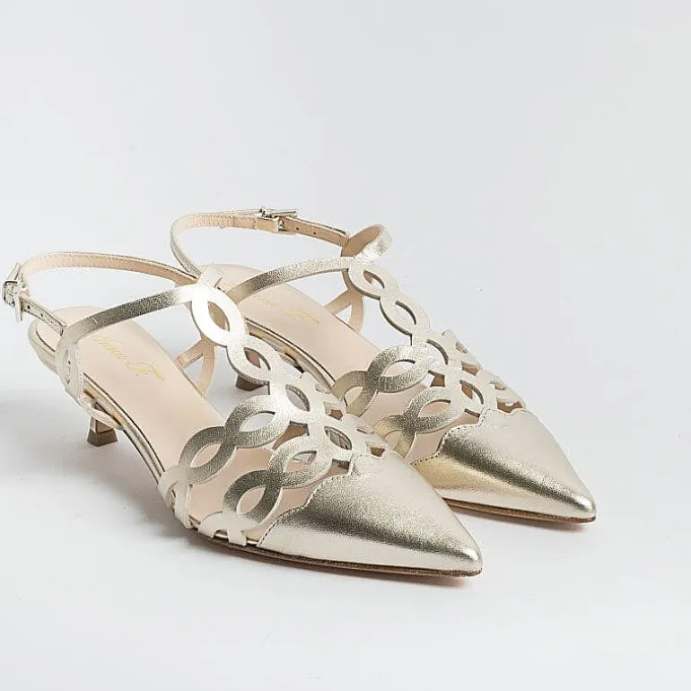 Anna F. Wedding Shoes* - Sling Back - 1483 - Platinum Laminate