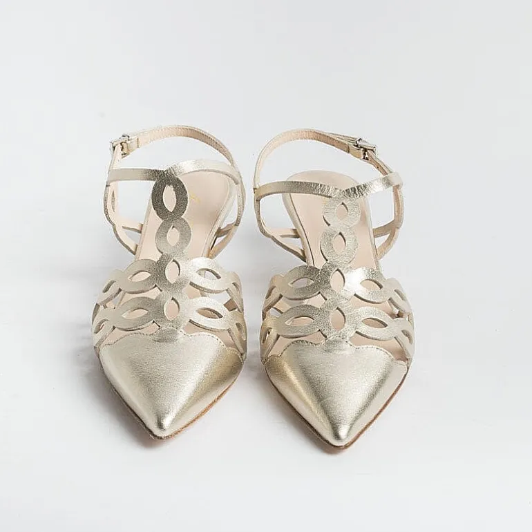 Anna F. Wedding Shoes* - Sling Back - 1483 - Platinum Laminate