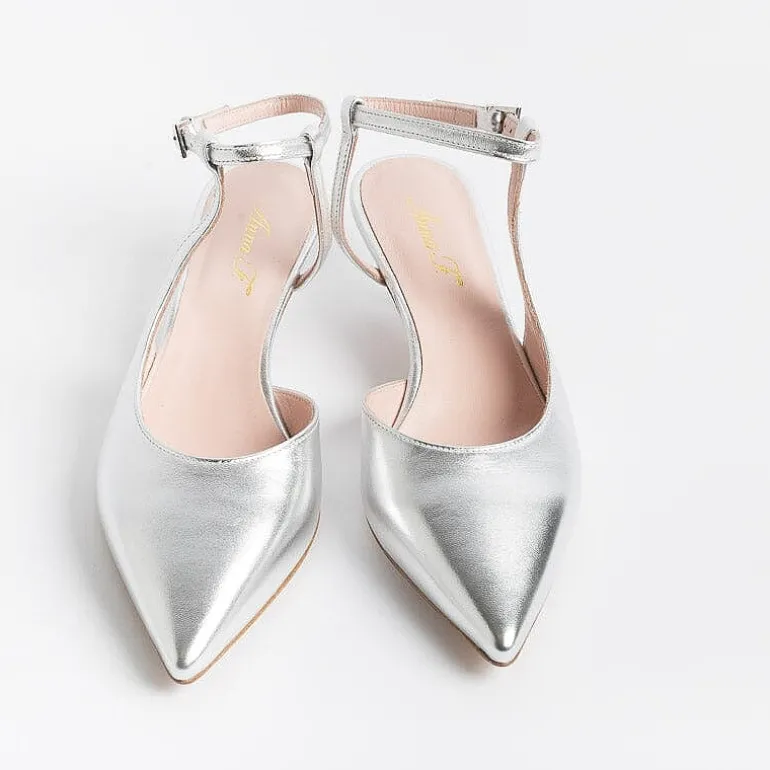 Anna F. Ceremony - Shoes And Clutches* - Slingback - 1411 - Silver Laminate