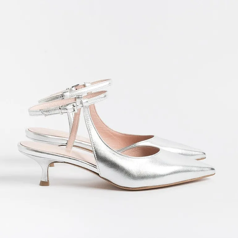 Anna F. Ceremony - Shoes And Clutches* - Slingback - 1411 - Silver Laminate