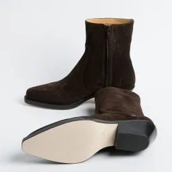 Anna F. Ankle Boots*Anna F - Texan Ankle Boot - 9677 - Dark Brown Velor