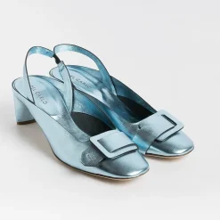 DEL CARLO Ceremony - Shoes And Clutches* - Sling Back - 11303 - Mirror - Sky