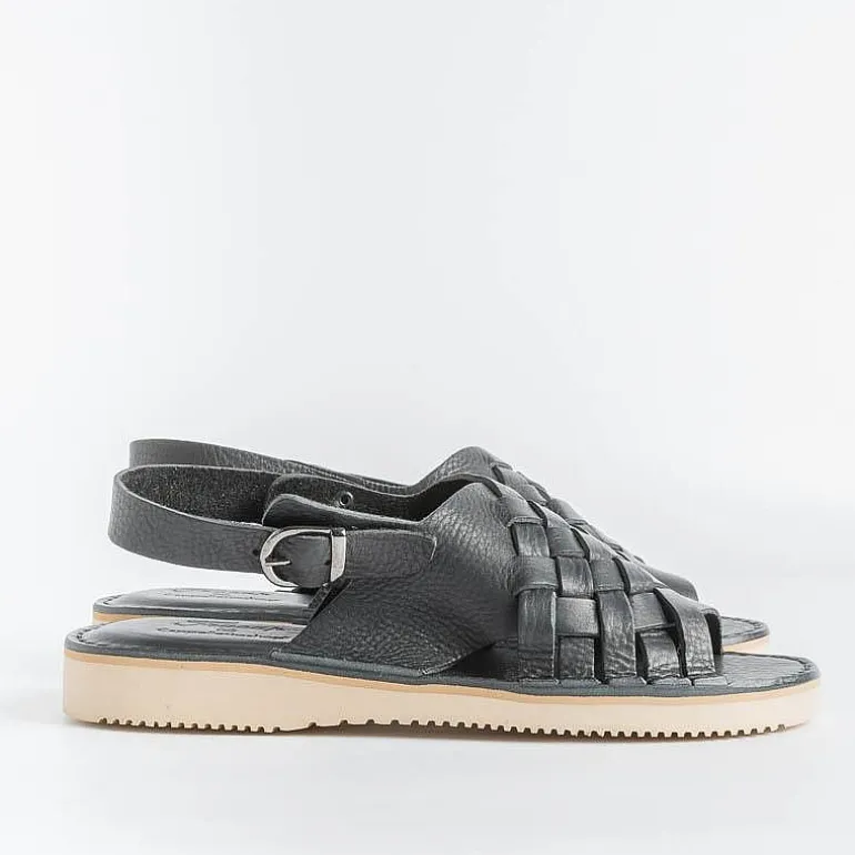 FRACAP Low Sandals* - Flat Sandals D177 - Nebrasca - Black