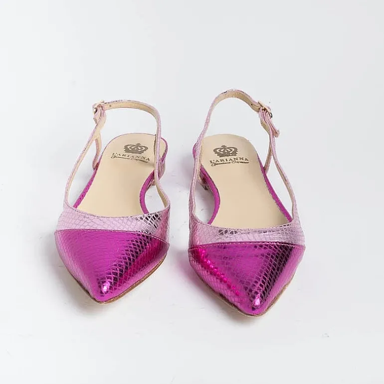 L'Arianna Slingbacks*L' Arianna - Sling Back - Ch2006 - Fuxia Laminated Snake