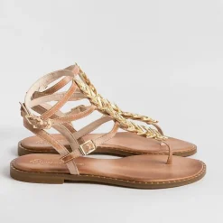 MAKIS KOTRIS Low Sandals* - Flat Thong Sandals K770 - Natural