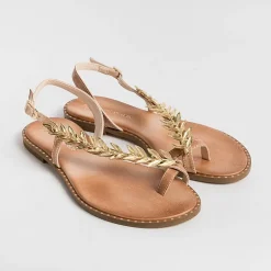 MAKIS KOTRIS Low Sandals* - Flat Thong Sandals K870 - Natural