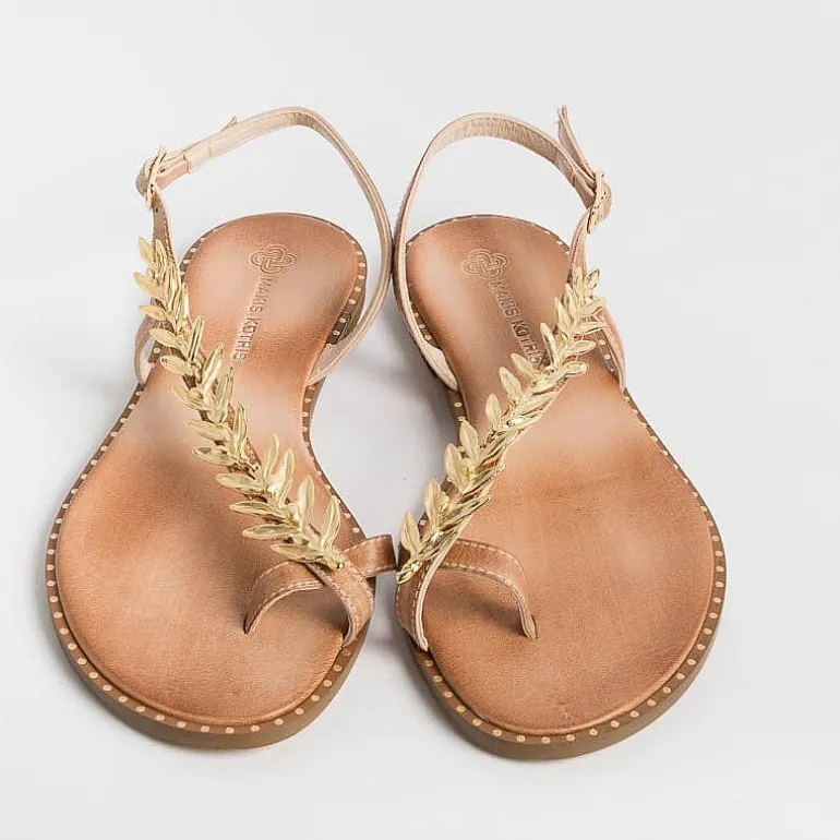 MAKIS KOTRIS Low Sandals* - Flat Thong Sandals K870 - Natural
