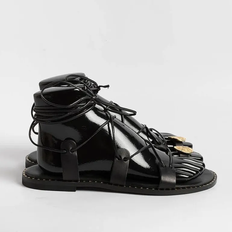 MAKIS KOTRIS Low Sandals* - Low Thong Sandals 04-306 - Black