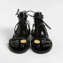 MAKIS KOTRIS Low Sandals* - Low Thong Sandals 04-306 - Black