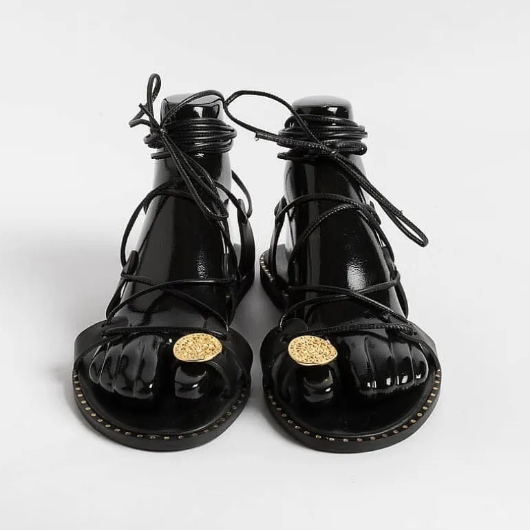 MAKIS KOTRIS Low Sandals* - Low Thong Sandals 04-306 - Black