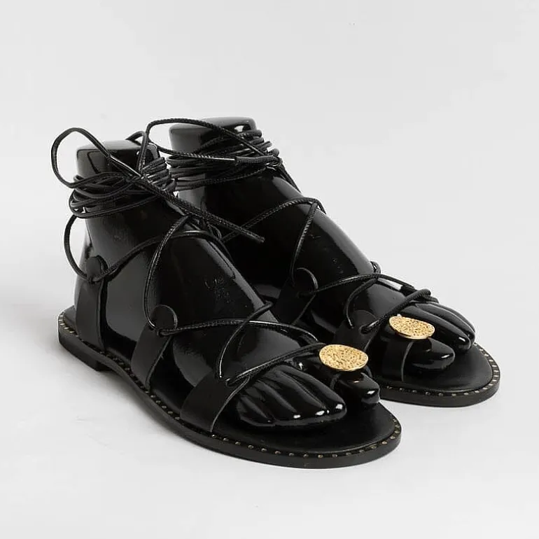 MAKIS KOTRIS Low Sandals* - Low Thong Sandals 04-306 - Black