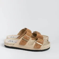MANEBI Low Sandals* - Flat Sandals - Nordic Sandals - Beige Leather