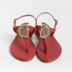 PAOLA FIORENZA Flip-Flops Sandals* - Flat Thong Sandals - Fb1001 - Red