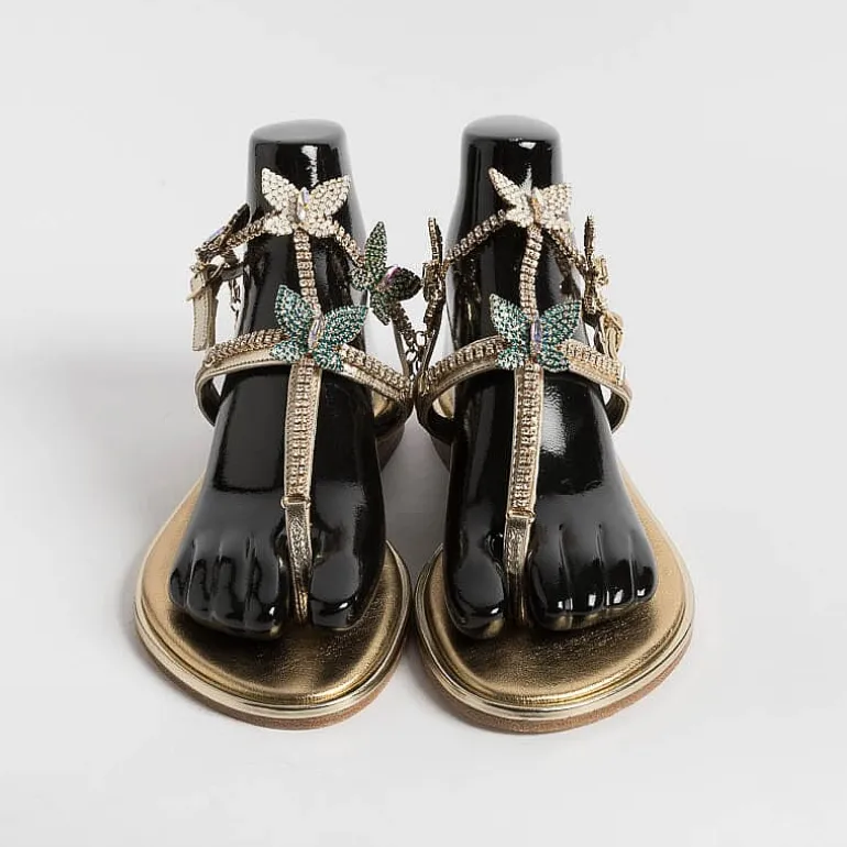 PAOLA FIORENZA Low Sandals* - Flat Thong Sandals - Fb998 - Platinum Butterflies