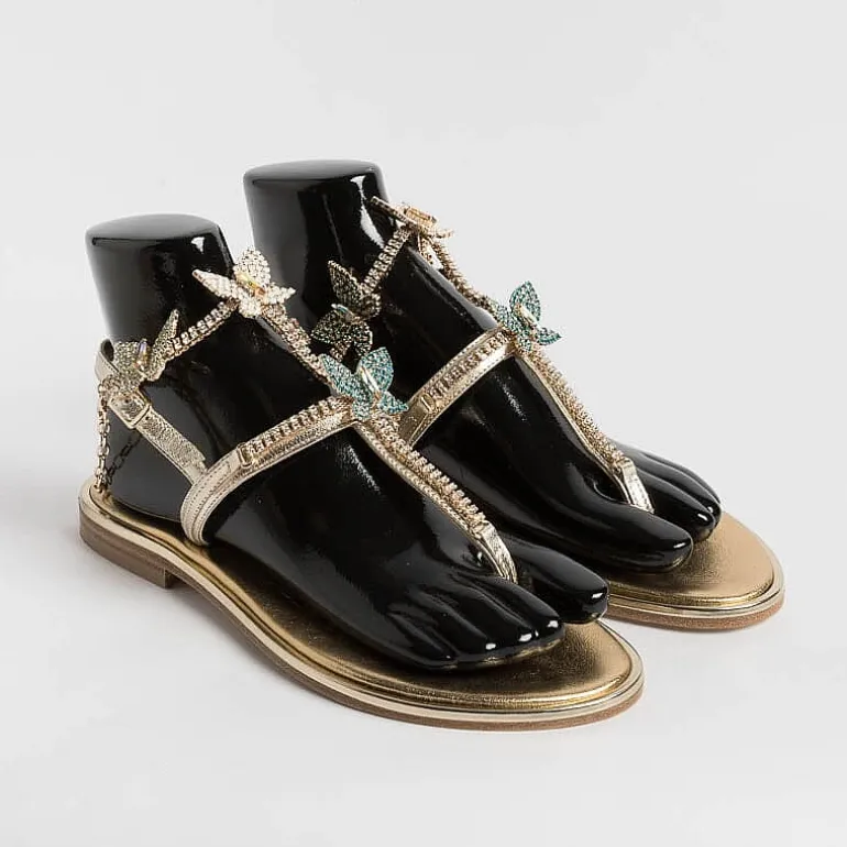 PAOLA FIORENZA Low Sandals* - Flat Thong Sandals - Fb998 - Platinum Butterflies