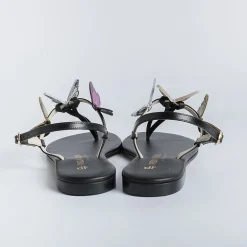 PAOLA FIORENZA Flip-Flops Sandals* - Flat Thong Sandals - Fd43 - Black/Butterflies