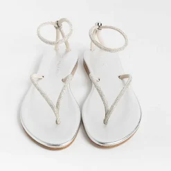 PAOLA FIORENZA Low Sandals* - Flat Thong Sandals Fd03 - Silver