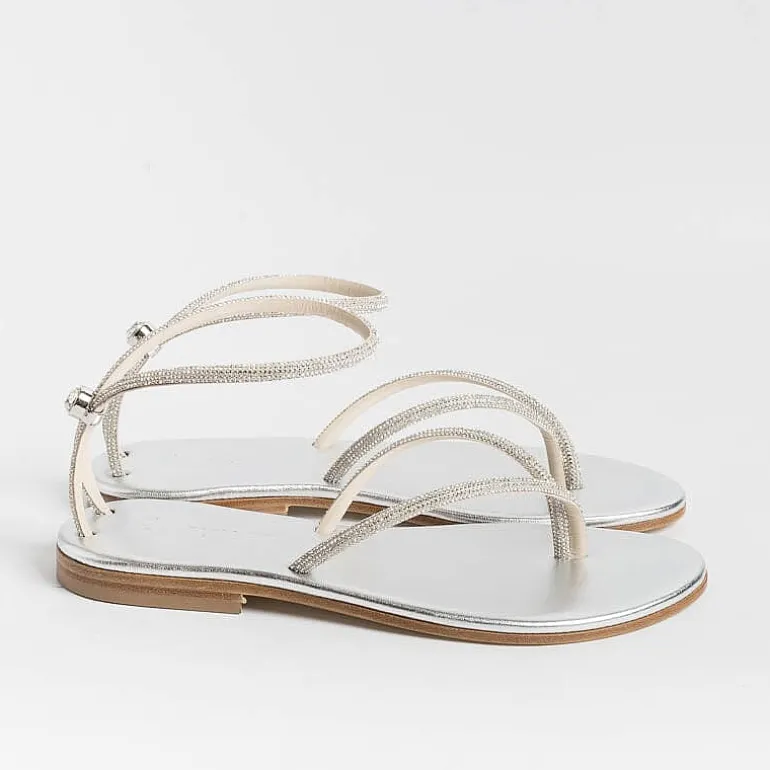 PAOLA FIORENZA Low Sandals* - Flat Thong Sandals Fd03 - Silver