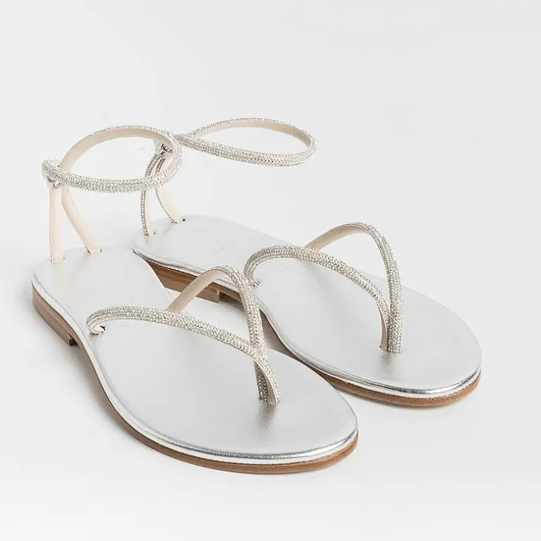 PAOLA FIORENZA Low Sandals* - Flat Thong Sandals Fd03 - Silver