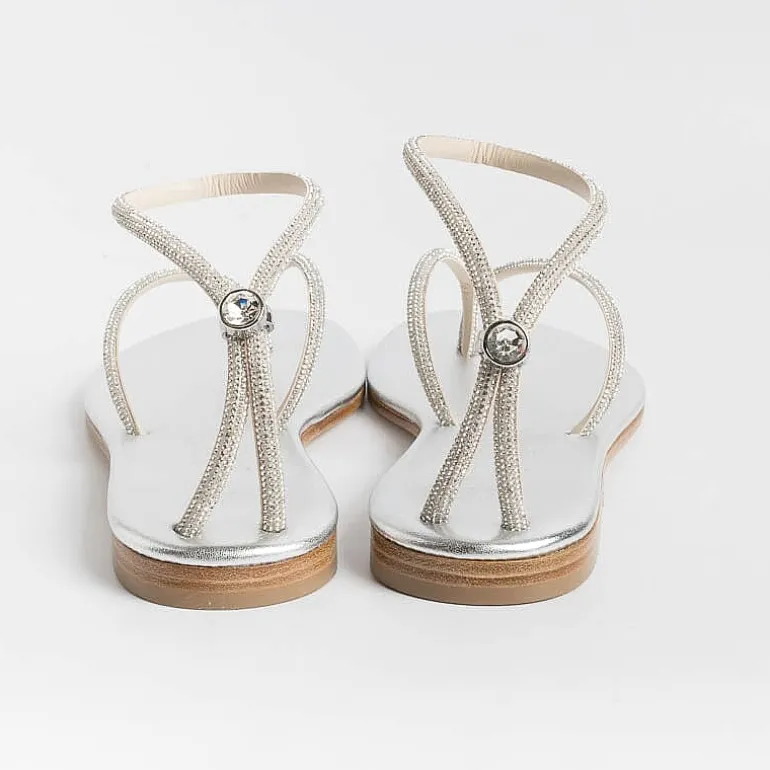 PAOLA FIORENZA Low Sandals* - Flat Thong Sandals Fd03 - Silver