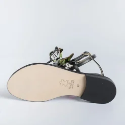 PAOLA FIORENZA Low Sandals* - Flat Thong Sandals - Fd43 - Black/Butterflies