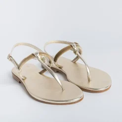 PAOLA FIORENZA Flip-Flops Sandals* - Flat Thong Sandals - Bs05 - Platinum/Green