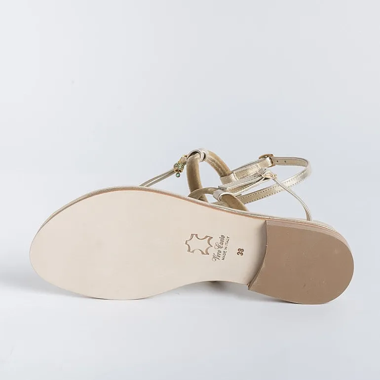 PAOLA FIORENZA Flip-Flops Sandals* - Flat Thong Sandals - Bs05 - Platinum/Green