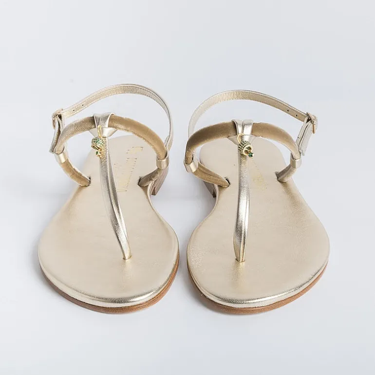 PAOLA FIORENZA Low Sandals* - Flat Thong Sandals - Bs05 - Platinum/Green