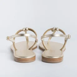 PAOLA FIORENZA Low Sandals* - Flat Thong Sandals - Bs05 - Platinum/Green