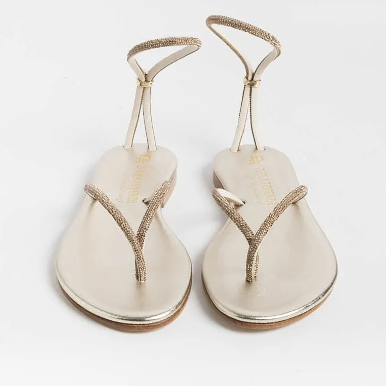 PAOLA FIORENZA Low Sandals* - Flat Thong Sandals Fd03 - Amber Platinum