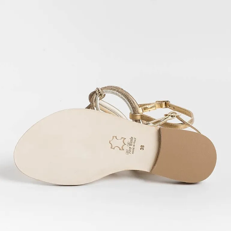 PAOLA FIORENZA Flip-Flops Sandals* - Flat Thong Sandals - Ss2353 - Amber Crystal Platinum