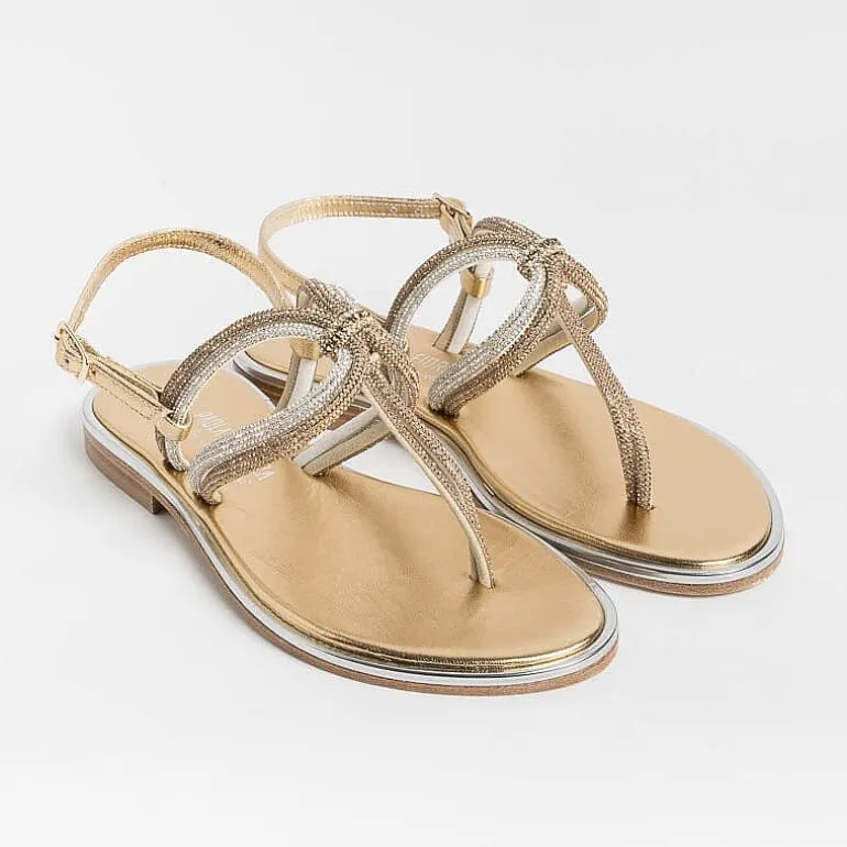 PAOLA FIORENZA Flip-Flops Sandals* - Flat Thong Sandals - Ss2353 - Amber Crystal Platinum