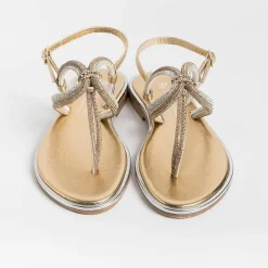 PAOLA FIORENZA Flip-Flops Sandals* - Flat Thong Sandals - Ss2353 - Amber Crystal Platinum