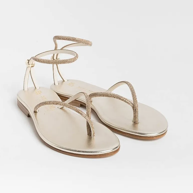 PAOLA FIORENZA Flip-Flops Sandals* - Flat Thong Sandals Fd03 - Amber Platinum