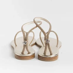 PAOLA FIORENZA Flip-Flops Sandals* - Flat Thong Sandals Fd03 - Amber Platinum