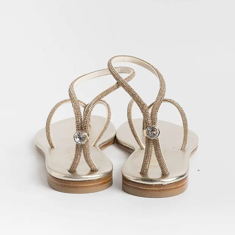 PAOLA FIORENZA Flip-Flops Sandals* - Flat Thong Sandals Fd03 - Amber Platinum