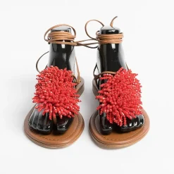 PAOLA FIORENZA Low Sandals* - Flat Thong Sandals - Ss2346 Red Leather