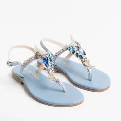 PAOLA FIORENZA Flip-Flops Sandals* - Flat Thong Sandals - Fb955 Light Blue