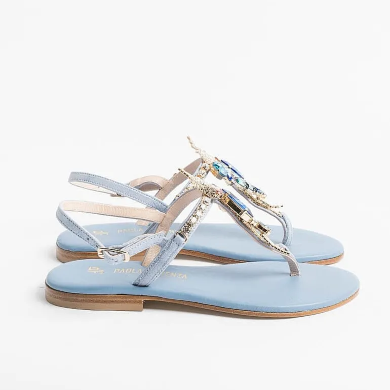 PAOLA FIORENZA Flip-Flops Sandals* - Flat Thong Sandals - Fb955 Light Blue