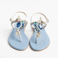 PAOLA FIORENZA Flip-Flops Sandals* - Flat Thong Sandals - Fb955 Light Blue